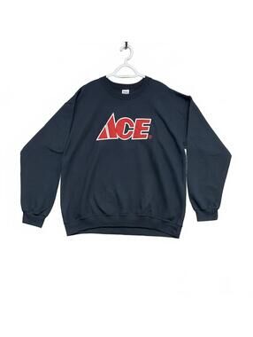 Vintage 90s Ace Hardware Black Crewneck Sweatshirt Gildan Heavy Blend L